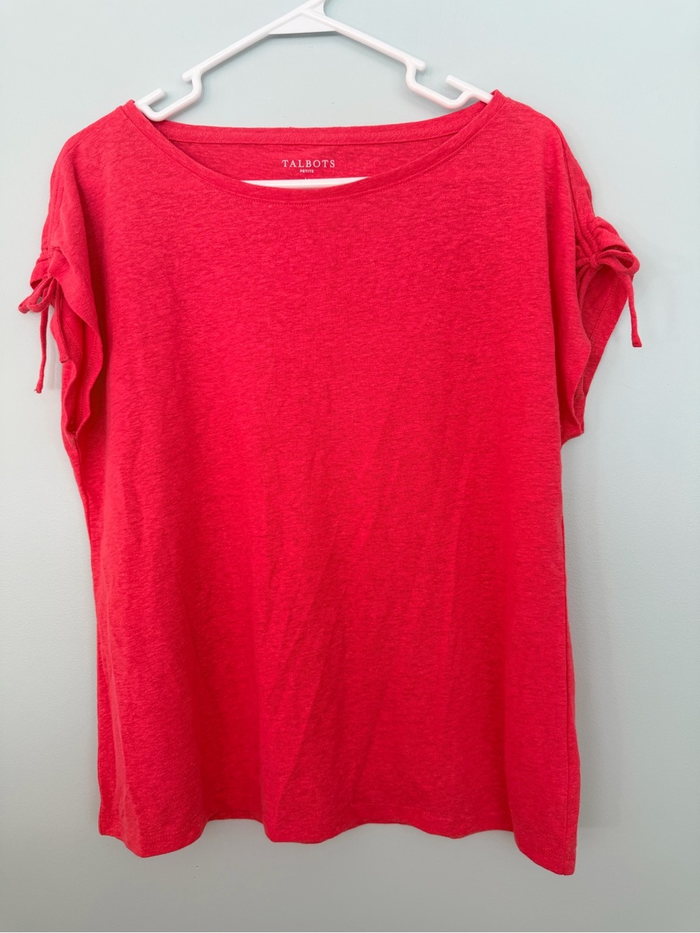 Talbots Short Sleeve Scoop Neck Top with Tie Sleeves